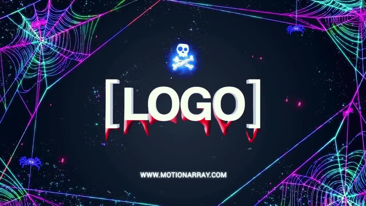 邪恶黑暗神秘的万圣节徽标像素设计精选AE模板