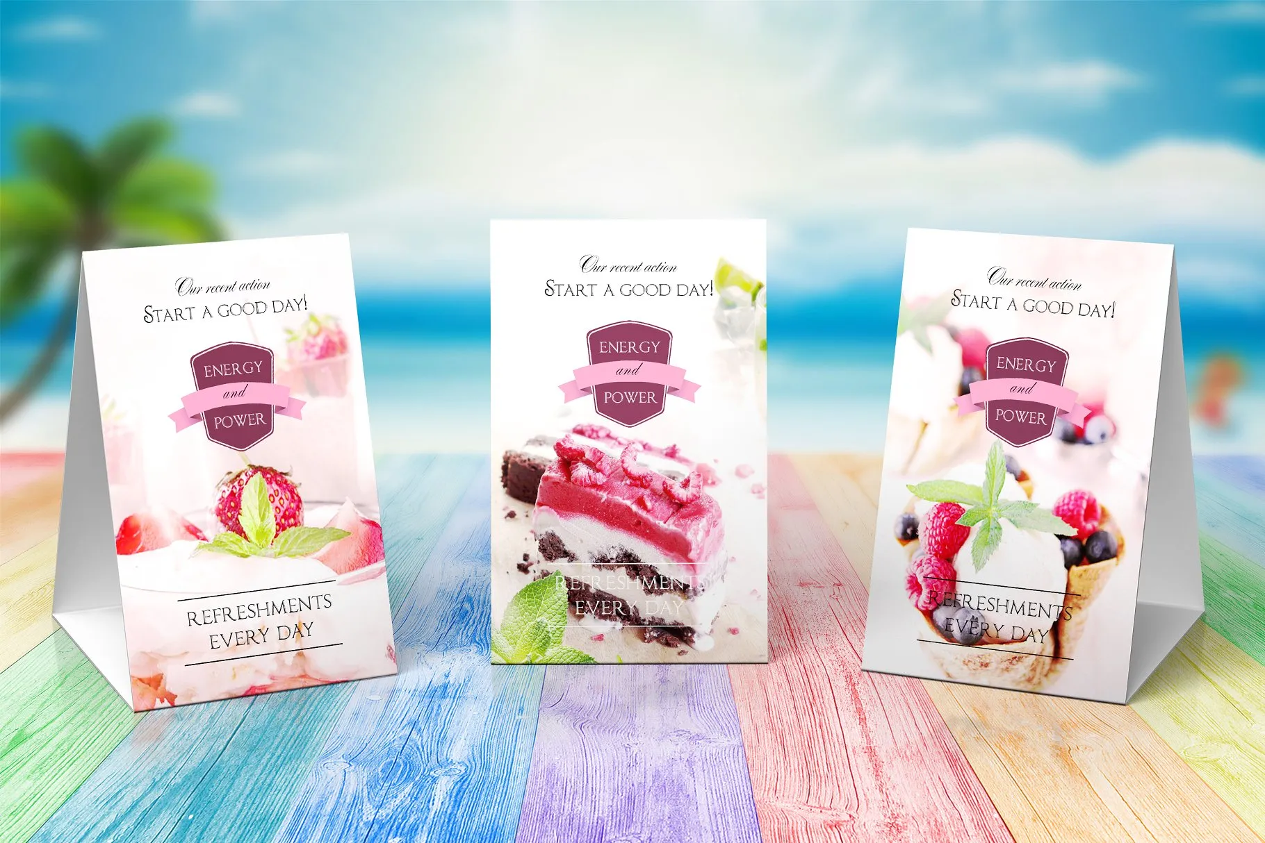 餐桌立式折页广告样机 A-Frame Table Stands Vol.3