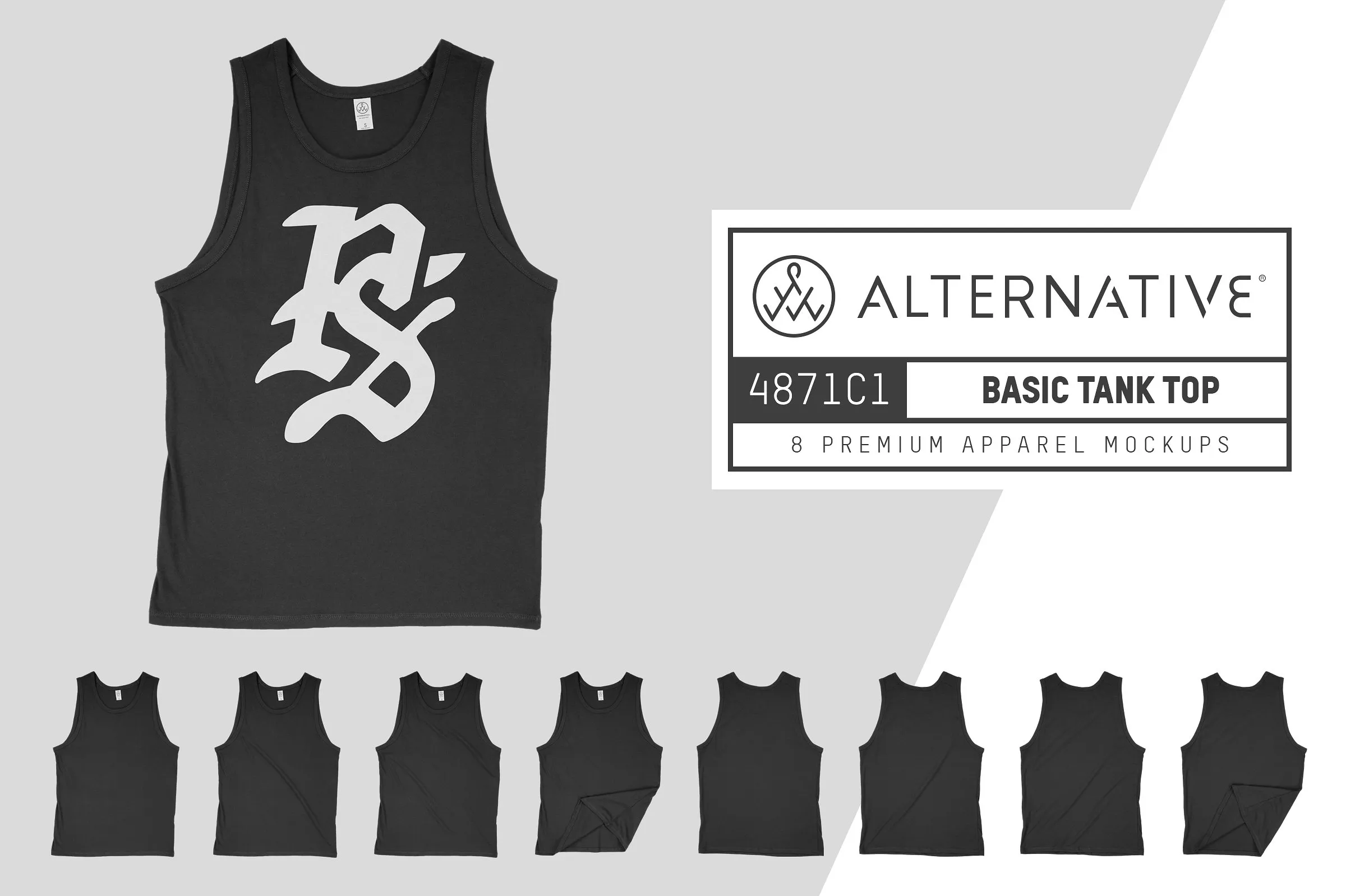 运动背心服装样机 Alternative 4871C1 Tank Top Mockups