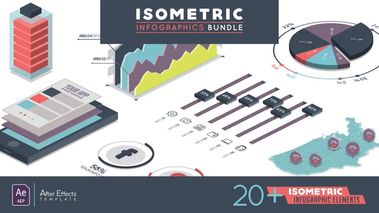 等距分布图像素设计精选AE模板