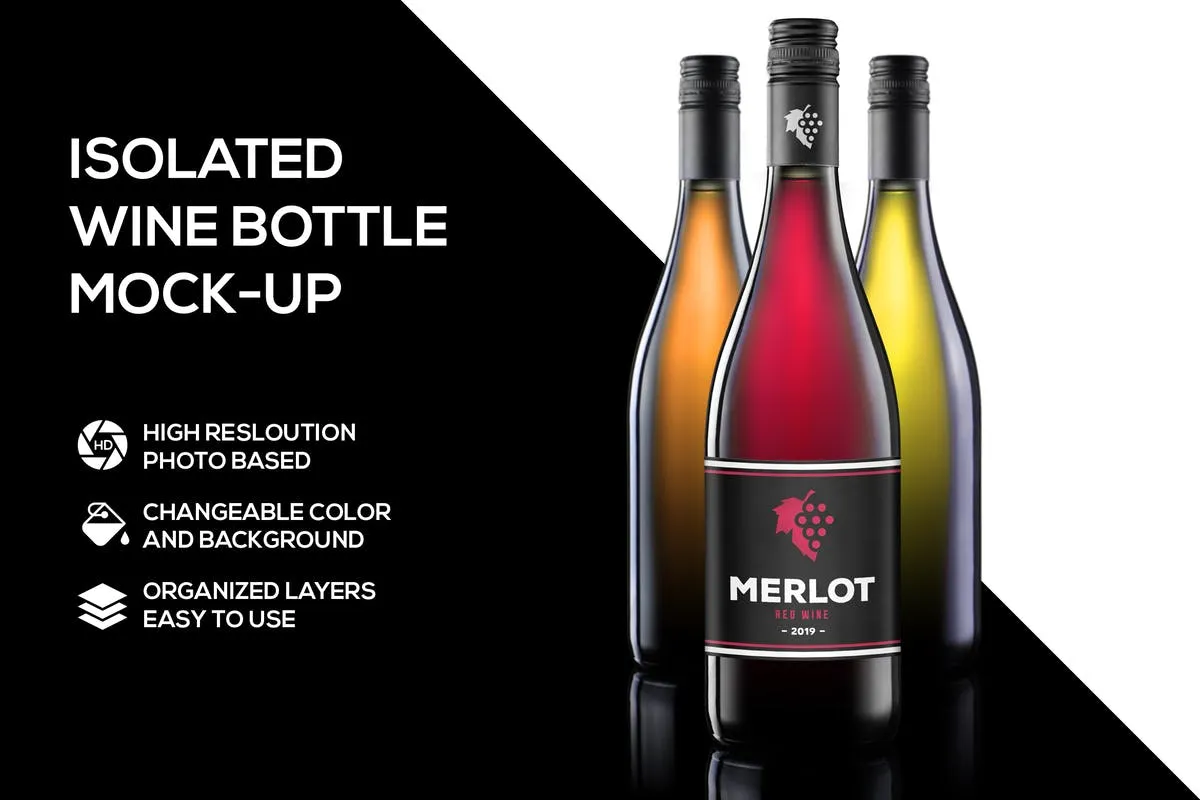 葡萄酒外观设计样机模板V2 Wine mockup 2