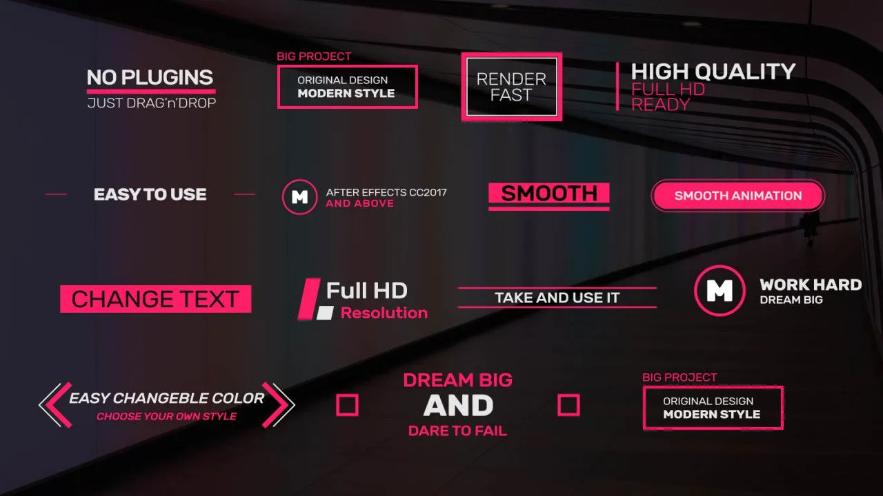 14个动画全屏新时尚标题像素设计精选AE模板