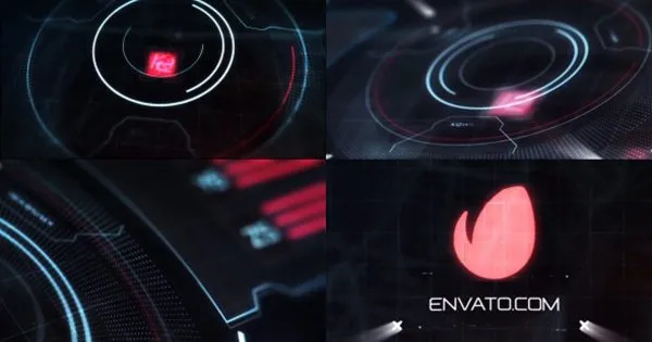 高科技HUD动画特效Logo演示像素设计精选AE模板 Hi-Tech HUD Logo Reveal