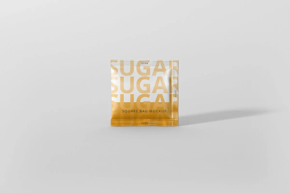 方形调料/糖袋包装样机模板 Salt / Sugar Bag Mockup#8211; Square