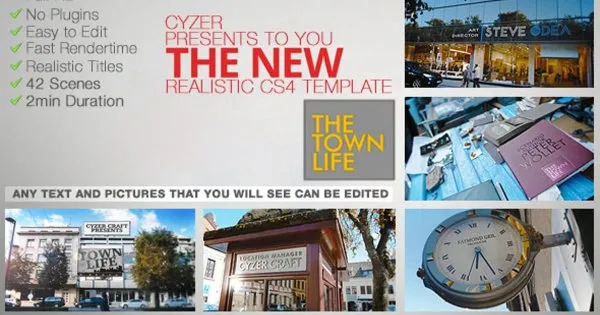 欧洲城镇生活剪影旅行TV节目开场像素设计精选AE模板 Town Life Intro Promotion#8211; TV Series Opener