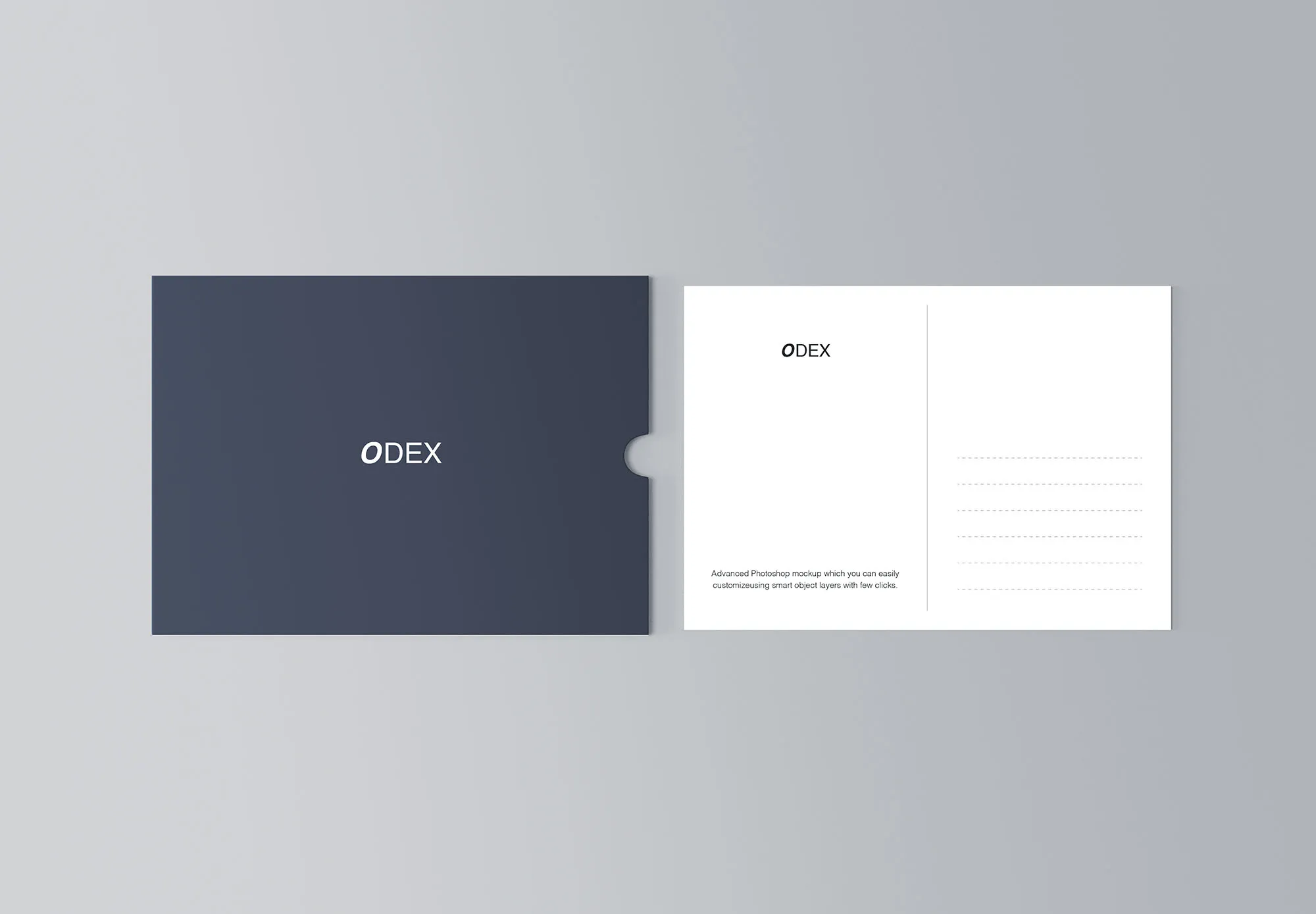 抽拉式明信片设计图样机像素设计精选模板 Flat Postcard Mockup