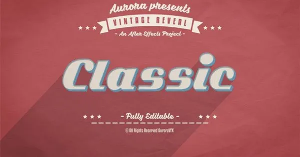 复古木纹背景3D特效logo演示像素设计精选AE模板 3D Vintage Reveal