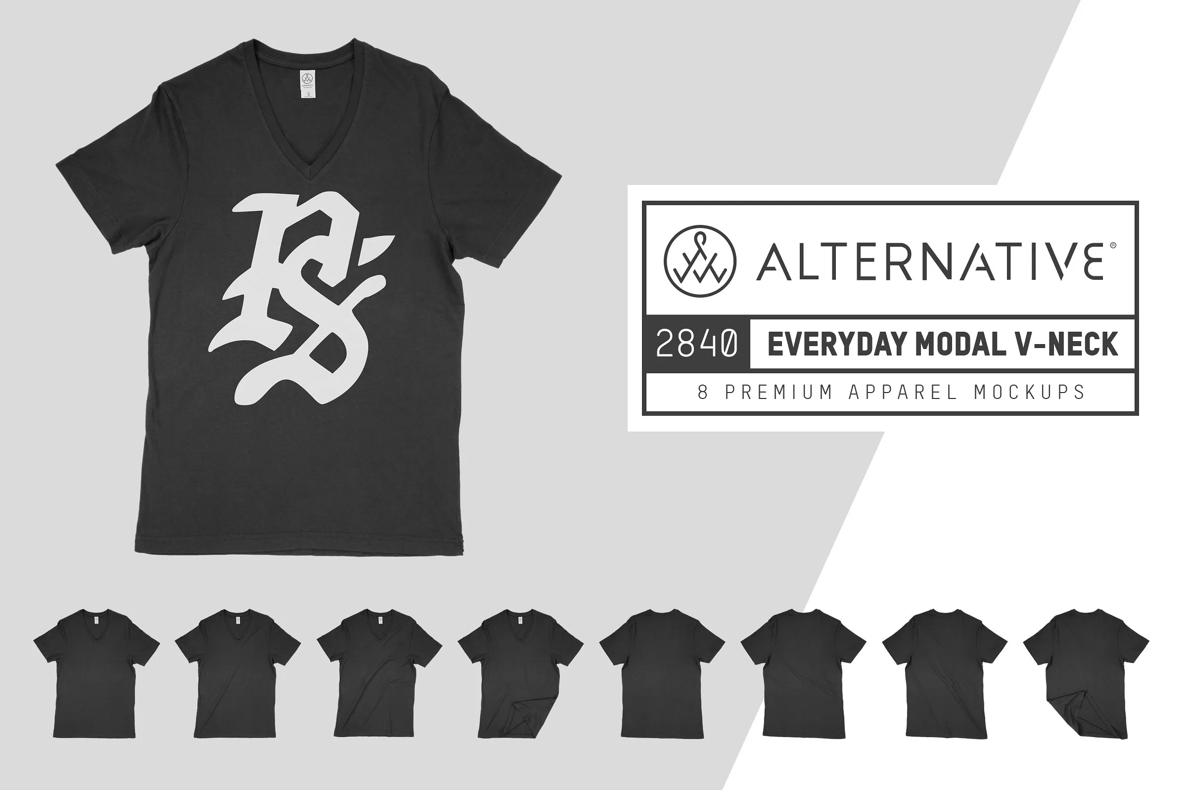 女士V领T恤服装样机 Alternative 2840 Ladies Modal V-Neck