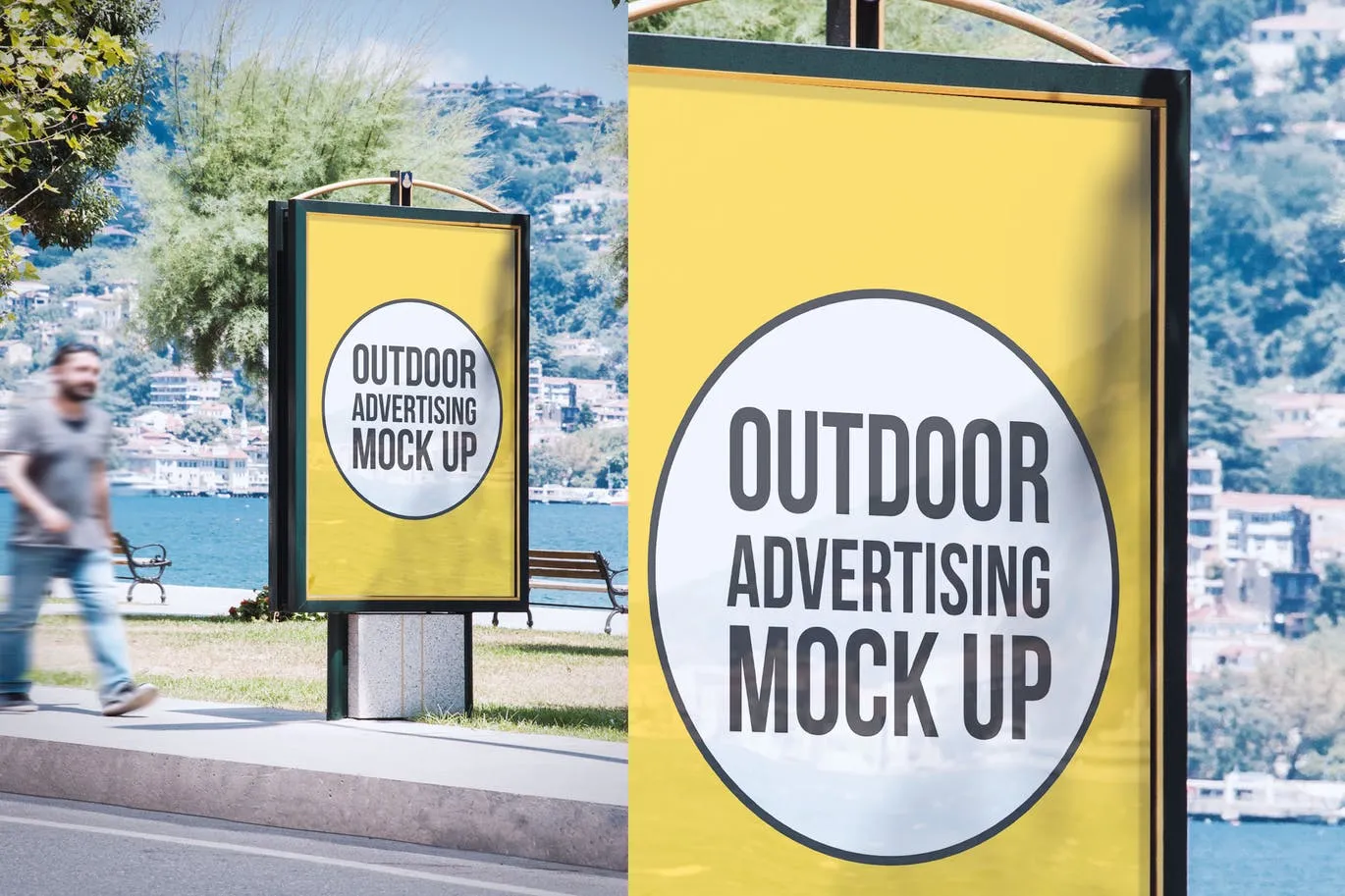 公园灯箱广告牌广告预览样机模板#11 Outdoor Advertisement Mockup Template #11