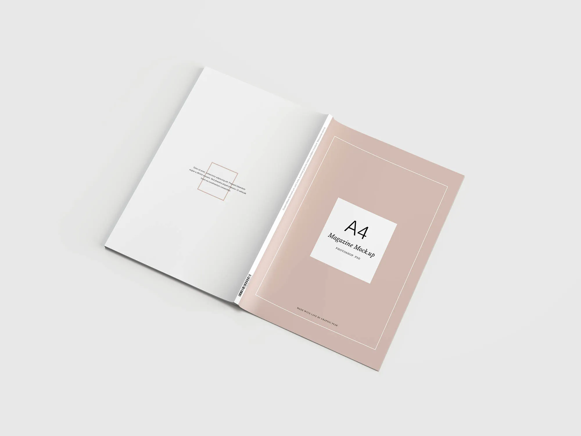 时尚高端简约逼真质感的A4尺寸宣传册画册房地产楼书杂志两折页设计VI样机展示模型mockups