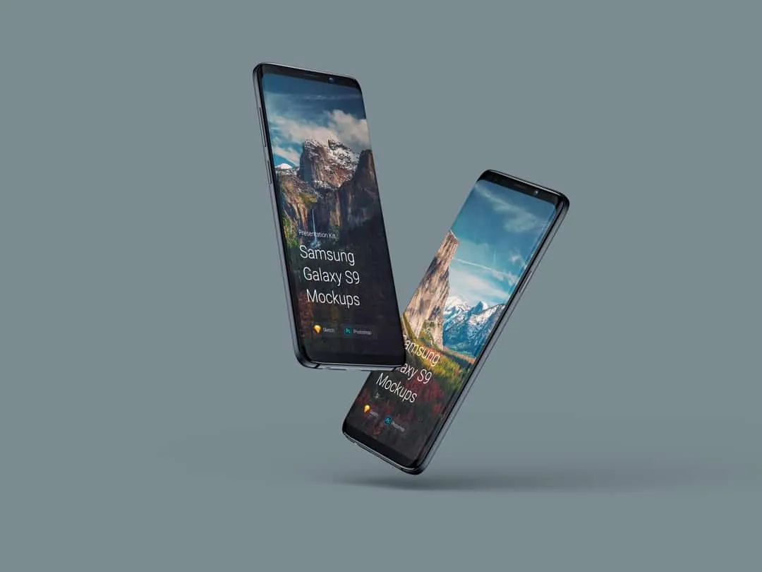 超级主流桌面#038;移动设备样机系列：Samsung Galaxy S9  三星智能手机样机 [兼容PS,Sketch;共2.11GB]