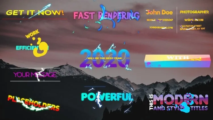 明亮多彩的渐变标题像素设计精选AE模板