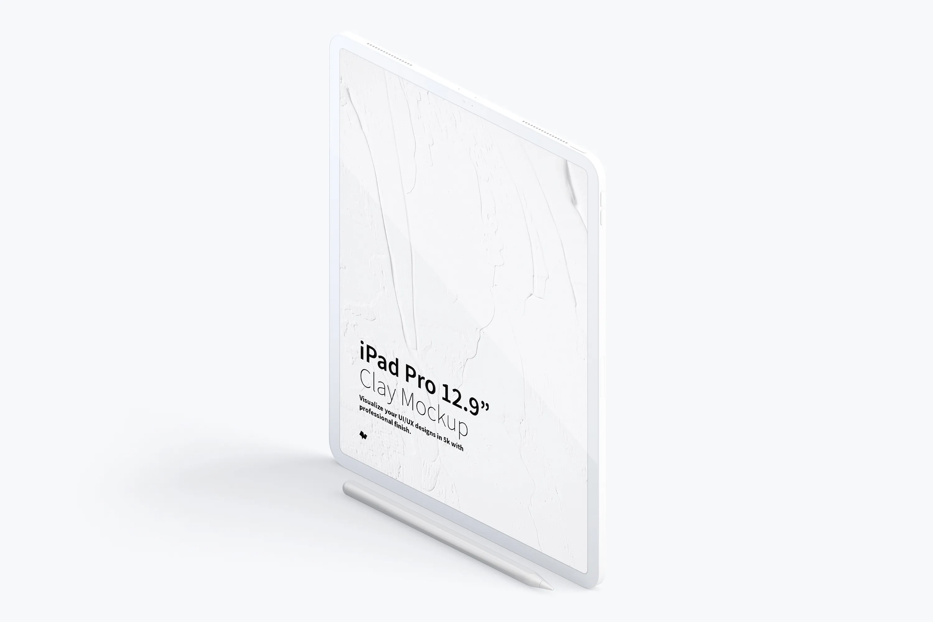 iPad Pro平板电脑屏幕等距左视图样机02 Clay iPad Pro 12.9” Mockup, Isometric Left View 02