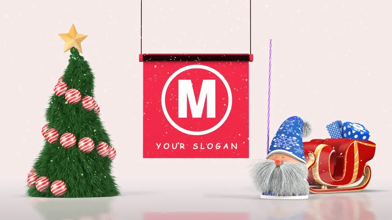 带有动态动画的圣诞节徽标转场像素设计精选AE模板