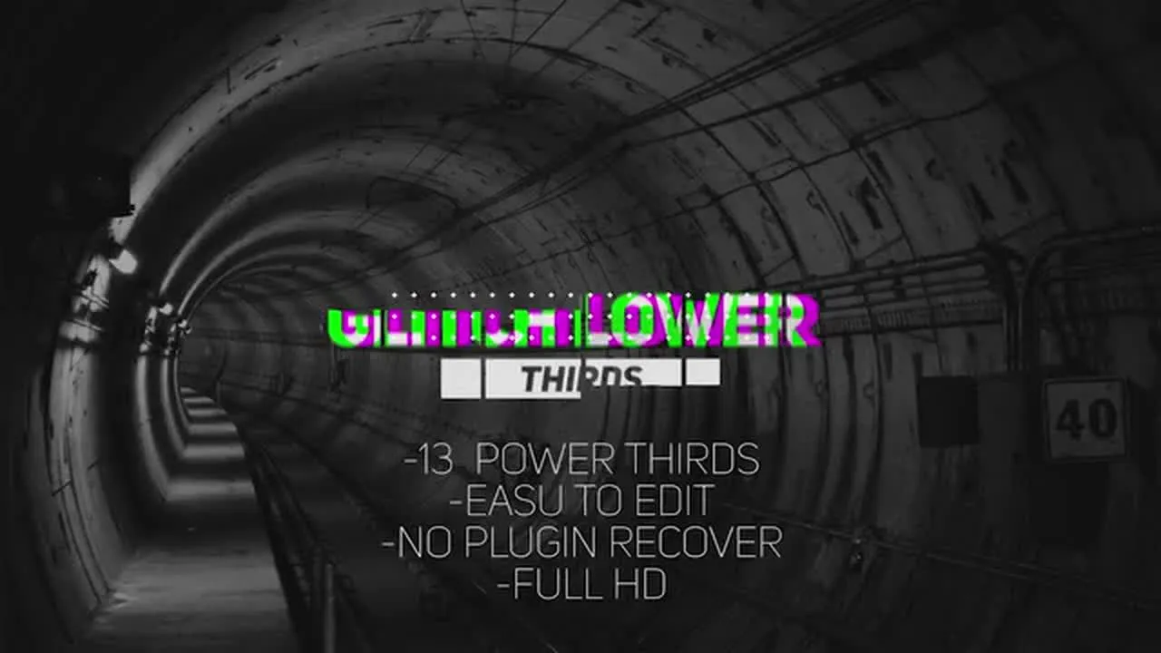 12个失真效果动态动画下三分之一商业幻灯片标题像素设计精选AE模板