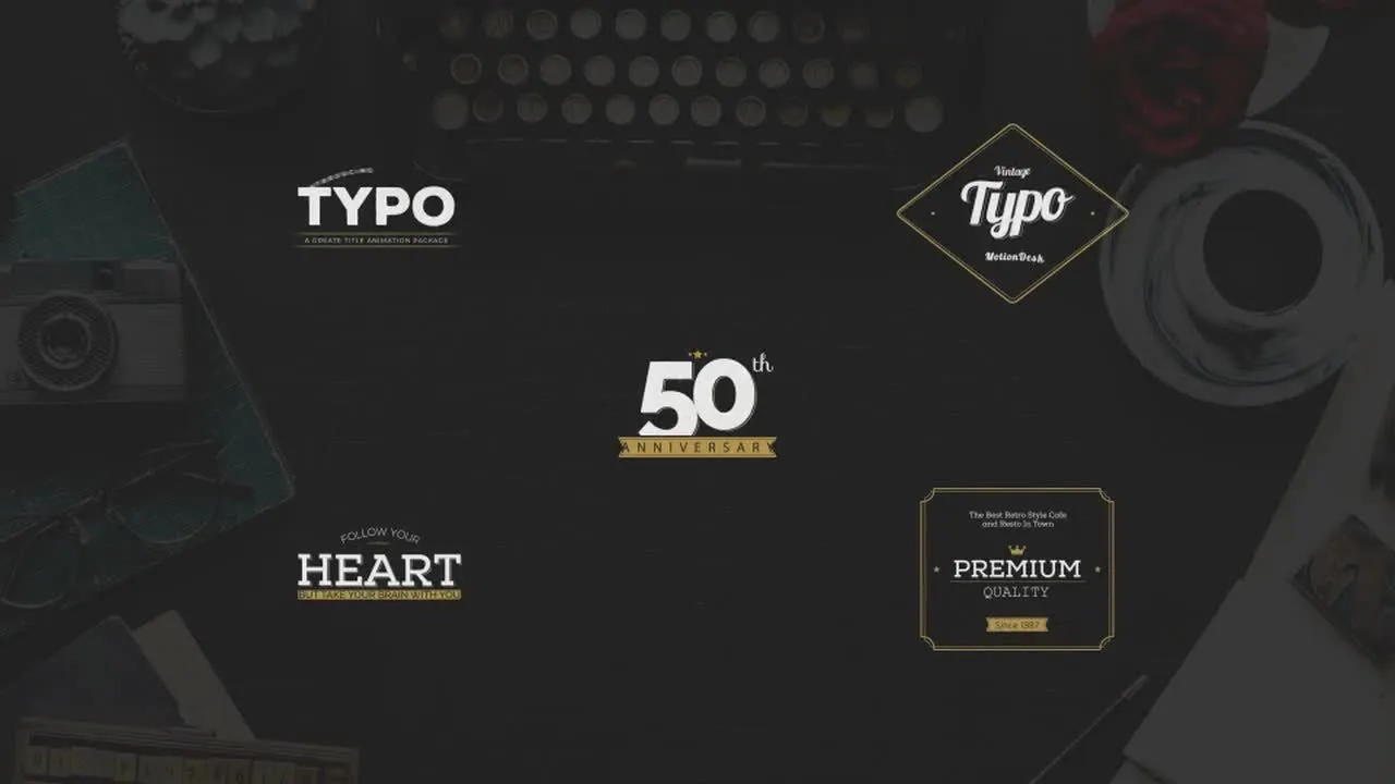 11个酷黑全屏复古标题像素设计精选AE模板