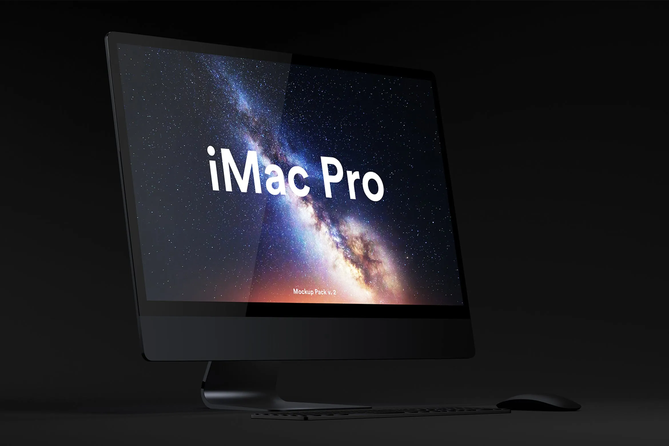 iMac Pro高端一体机电脑屏幕演示像素设计精选样机 Dark iMac Pro Mockup