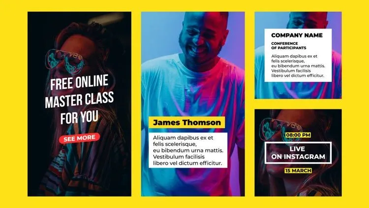 照片墙标题是一种超现代的像素设计精选AE模板