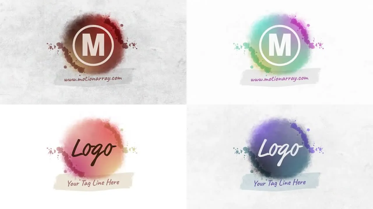 水彩溶解汇聚标志Logo动画展示像素设计精选AE模板