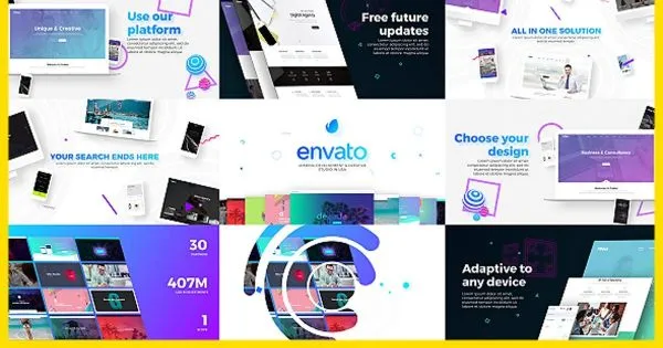 创意网页设计开发服务推广像素设计精选AE模板下载 Website / Designamp; Development Agency Presentation