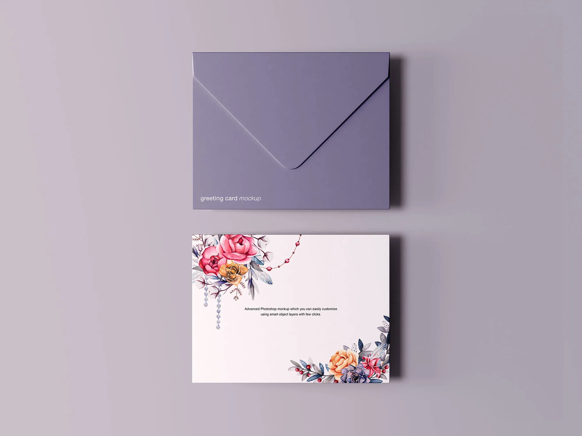 贺卡amp;信封设计效果图样机像素设计精选模板 Greeting Card with Envelope Mockup
