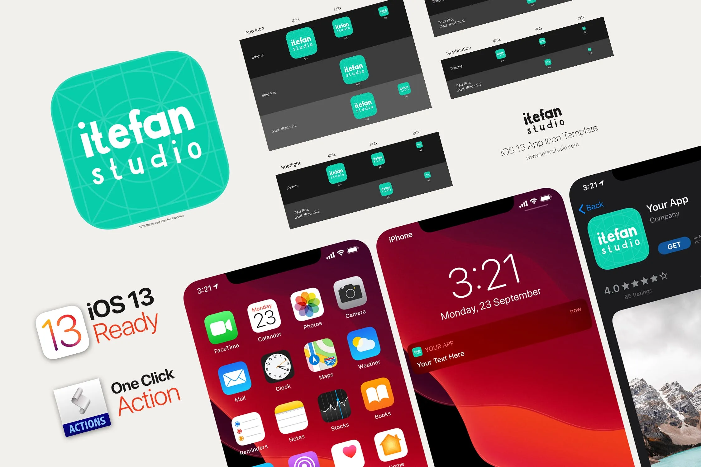 iOS13系统APP图标及APP Store预览样机模板 iOS 13 App Icon Template