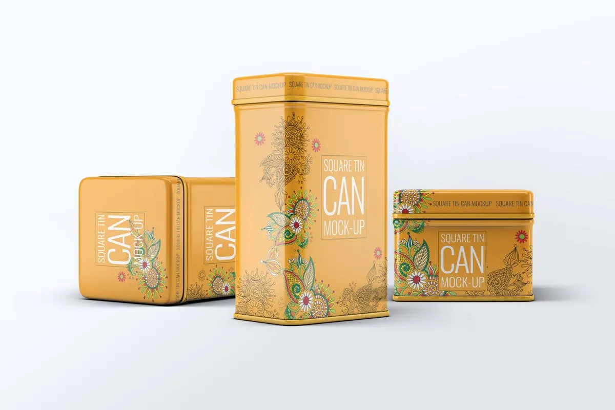 茶叶锡罐外观设计样机模板 Tin Cans Mock-Up Bundle