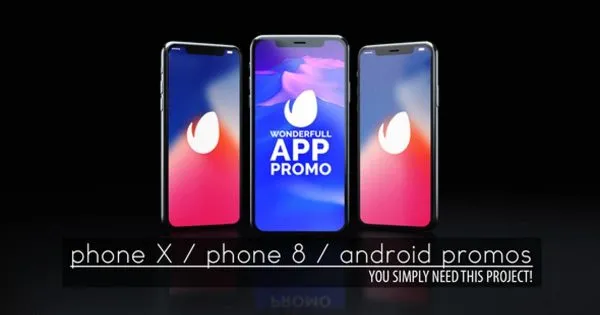 超逼真APP UI动态演示样机像素设计精选AE模板[iPhone X, iPhone 8amp; Android] Wonderful App Promo
