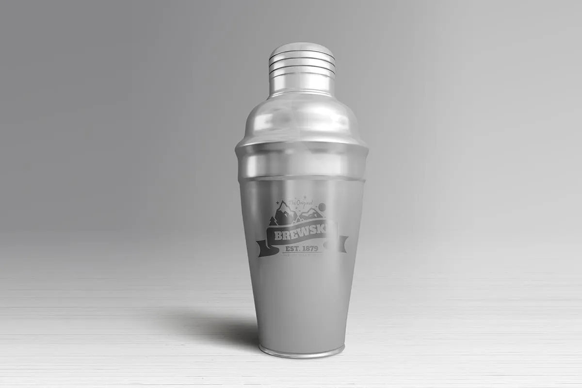 冷饮品牌设计样机模板[不锈钢冰摇杯/马克杯/玻璃杯/纸袋] Branded Products Mock-up V2