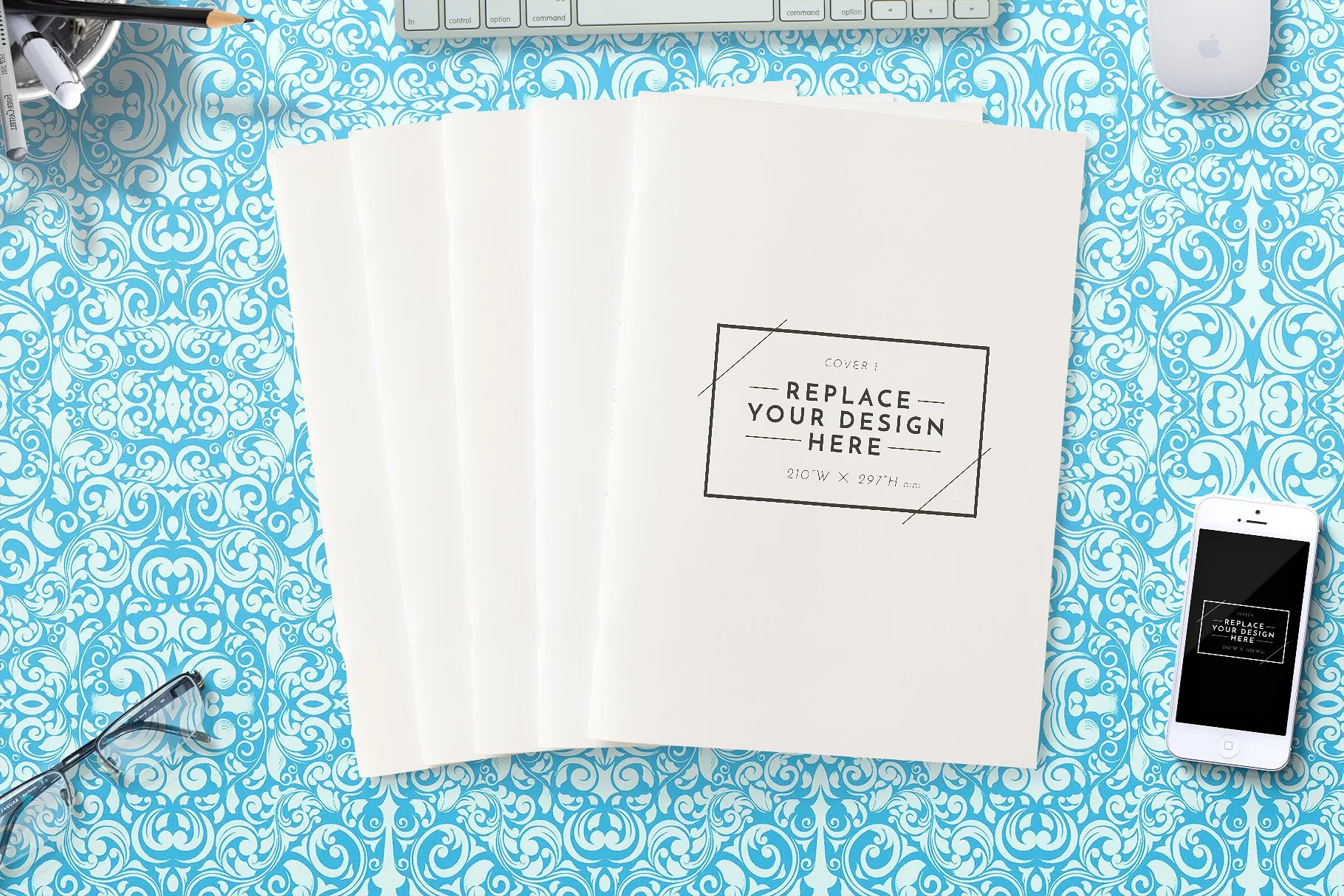 方形杂志、小册子、目录样机模板[2.45GB] Portrait Brochure Mockups