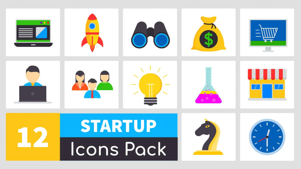 专业的动画图标包像素设计精选AE模板