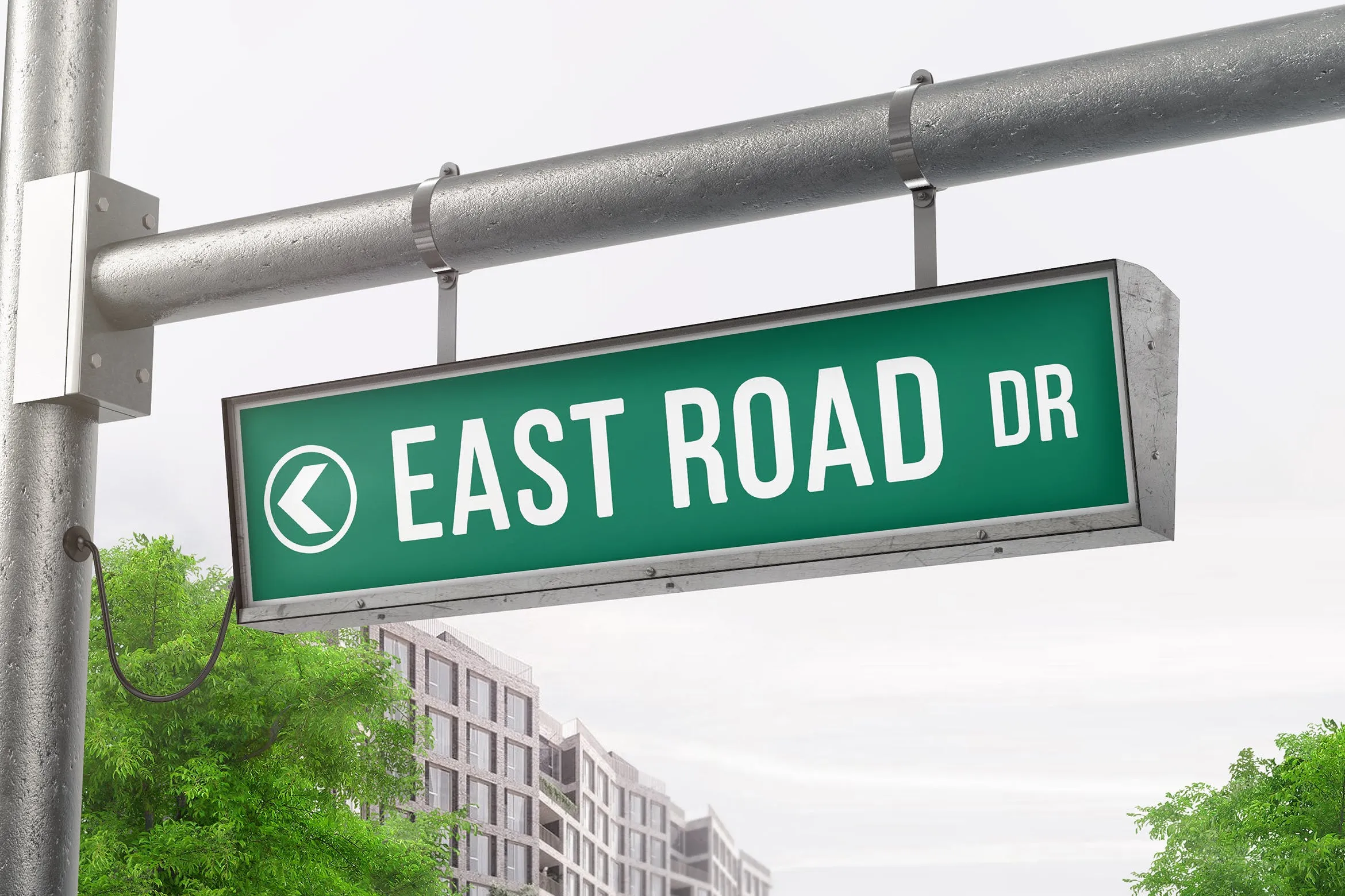 街道悬挂标志设计效果图样机像素设计精选 Hanging Street Sign Mockup