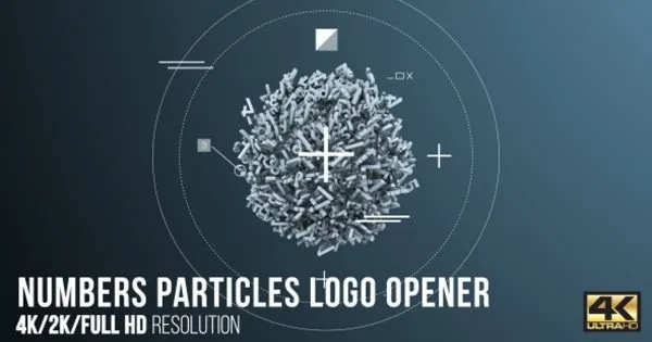 数字粒子Logo设计展示像素设计精选AE模板 Numbers Particles Logo Opener