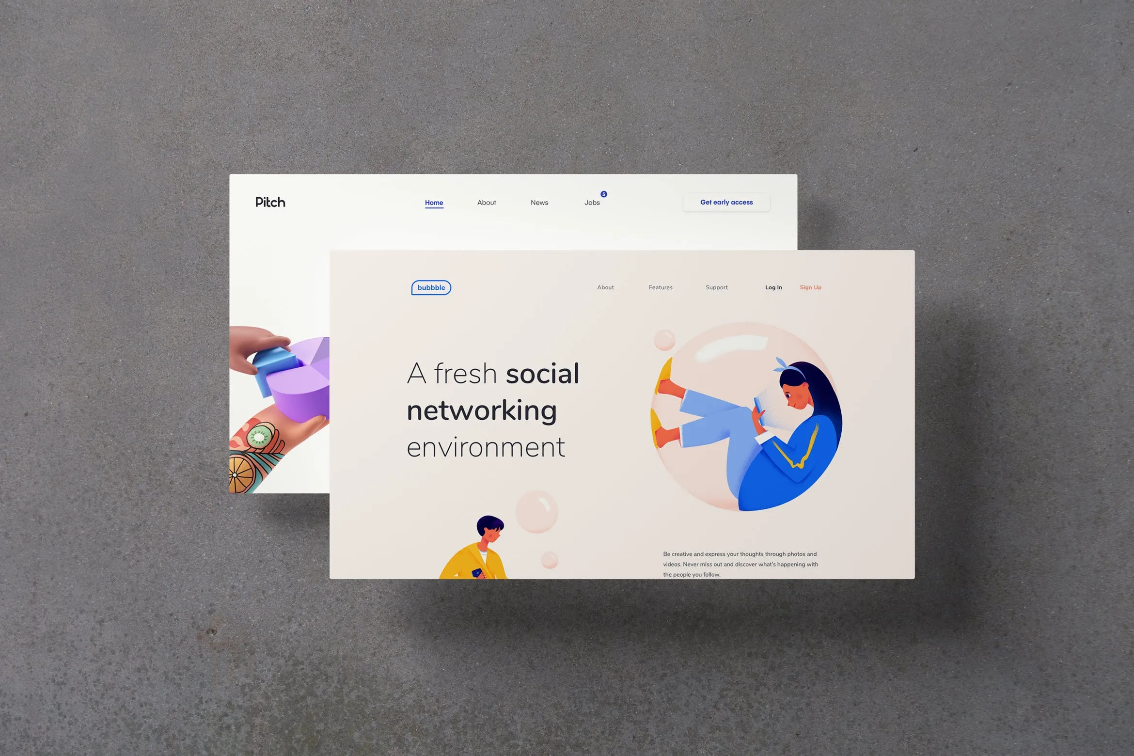 3D立体视觉网站设计效果图样机 3D Screen Mockups