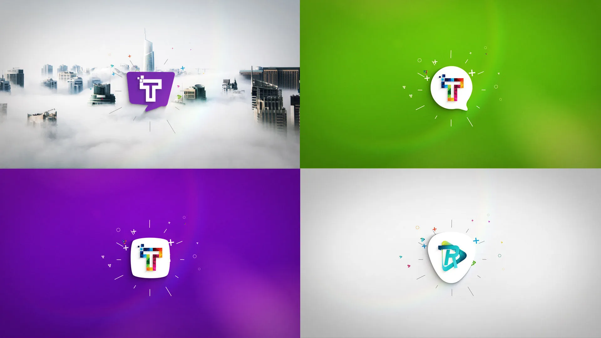 干净明亮创意的图层和线条展示徽标像素设计精选AE模板