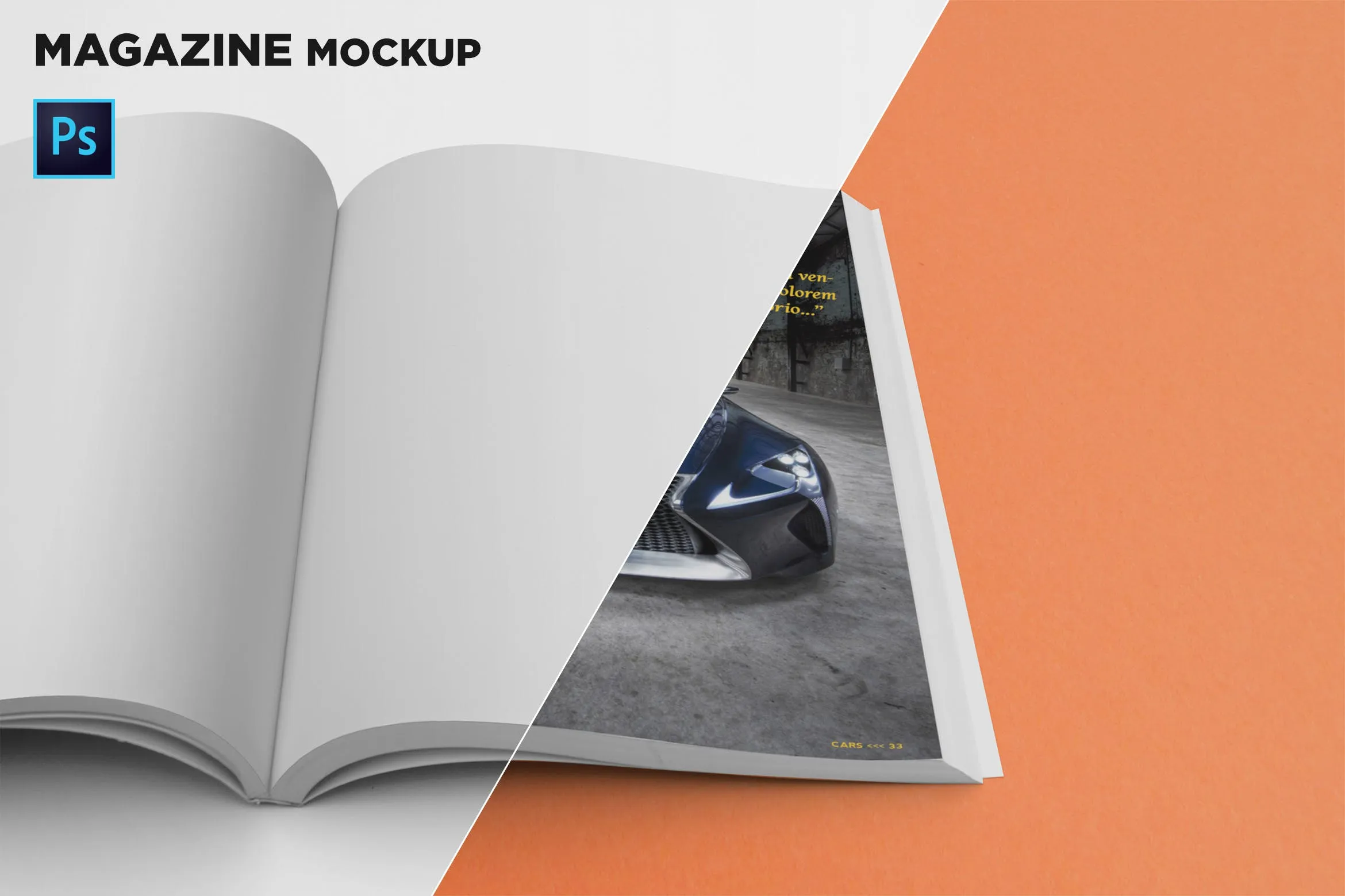 杂志内页排版页面特写预览样机像素设计精选 Magazine Mockup Right Page Closeup