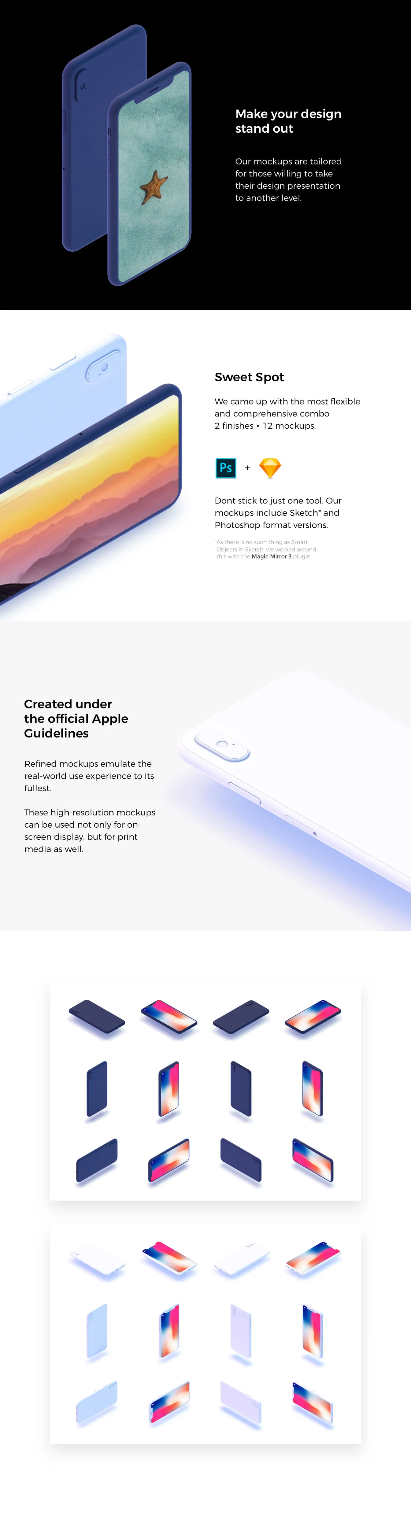 像素设计下午茶：高端的亚光背面的iPhone X样机[sketch,PSD]