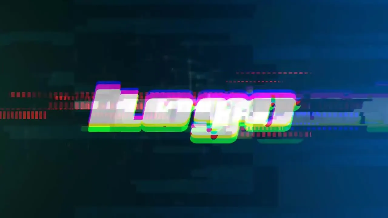 炫酷的毛刺徽标动画展示像素设计精选AE模板