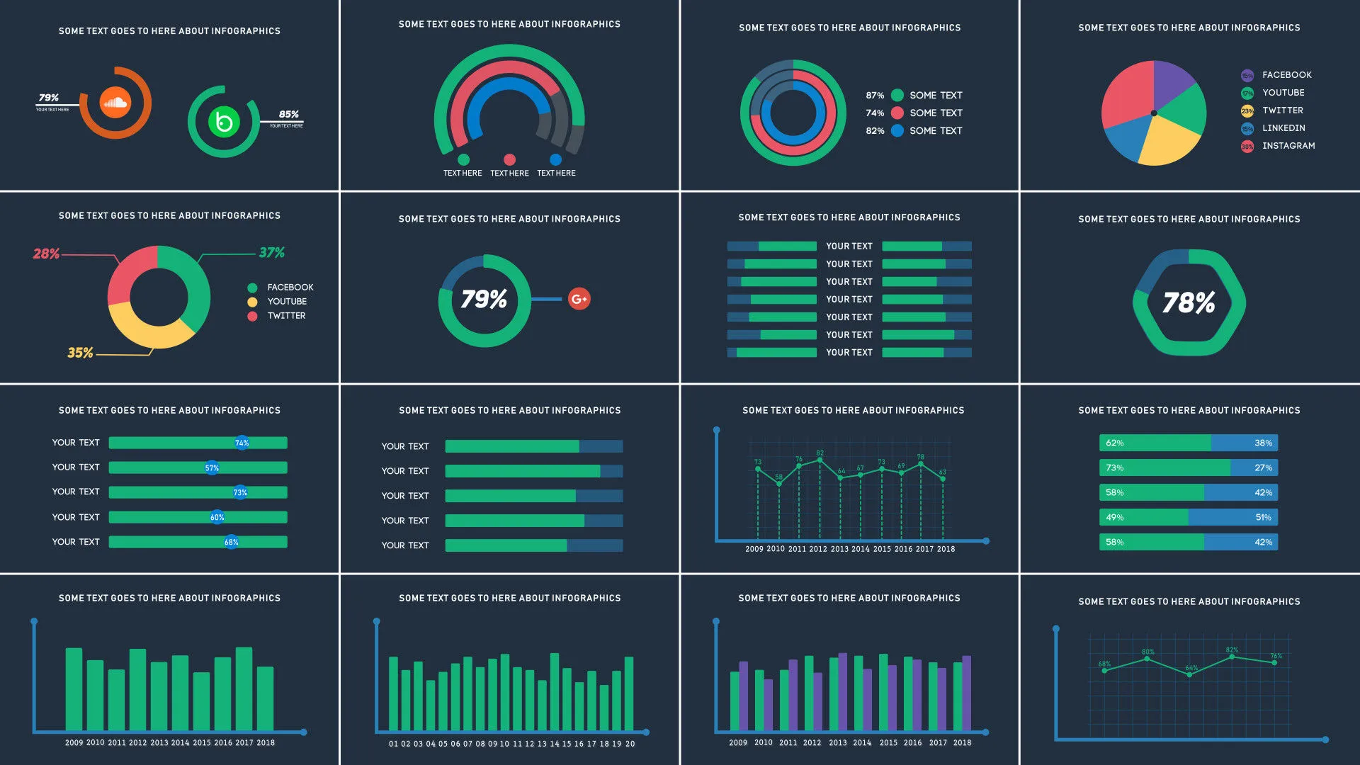 现代公司企业数据信息图表动画像素设计精选AE模板