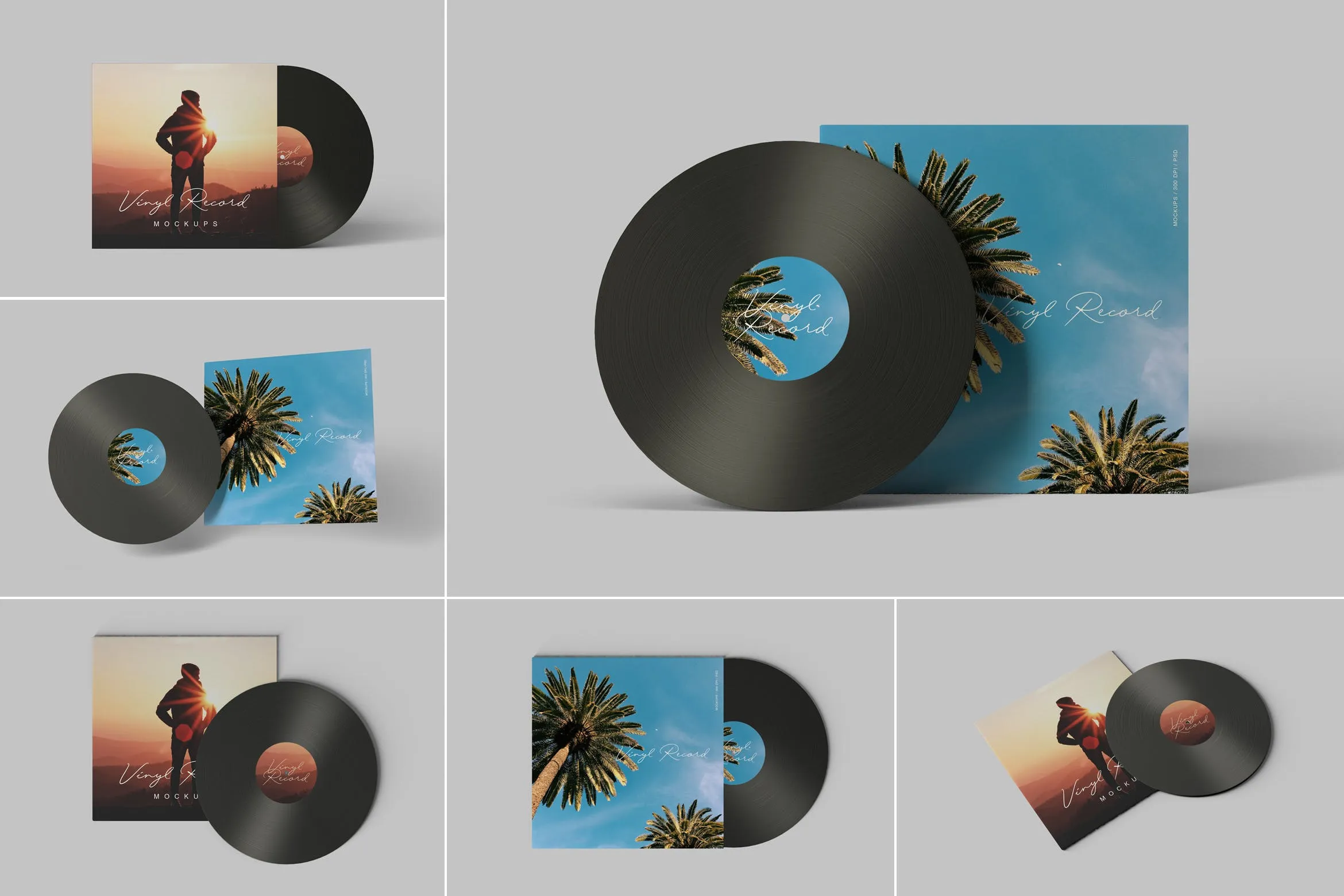 音乐CD唱片包装盒设计样机模板 Vinyl Record Mockups