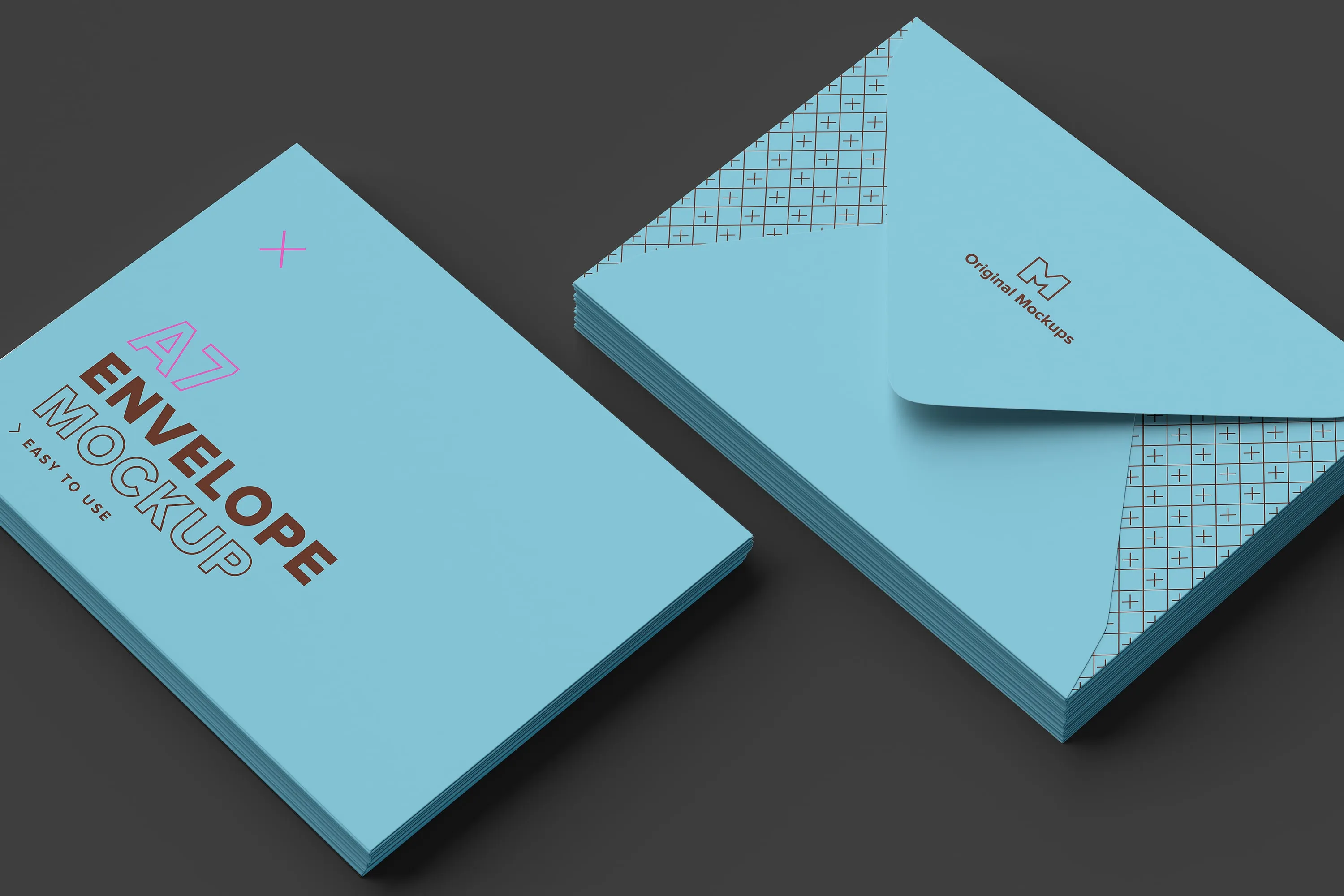 A7尺寸标准信封外观设计样机03 A7 Envelope Stacks Mockup 03
