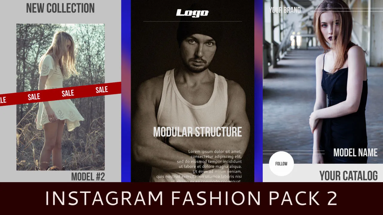 时尚整洁的动态照片展示像素设计精选AE模板