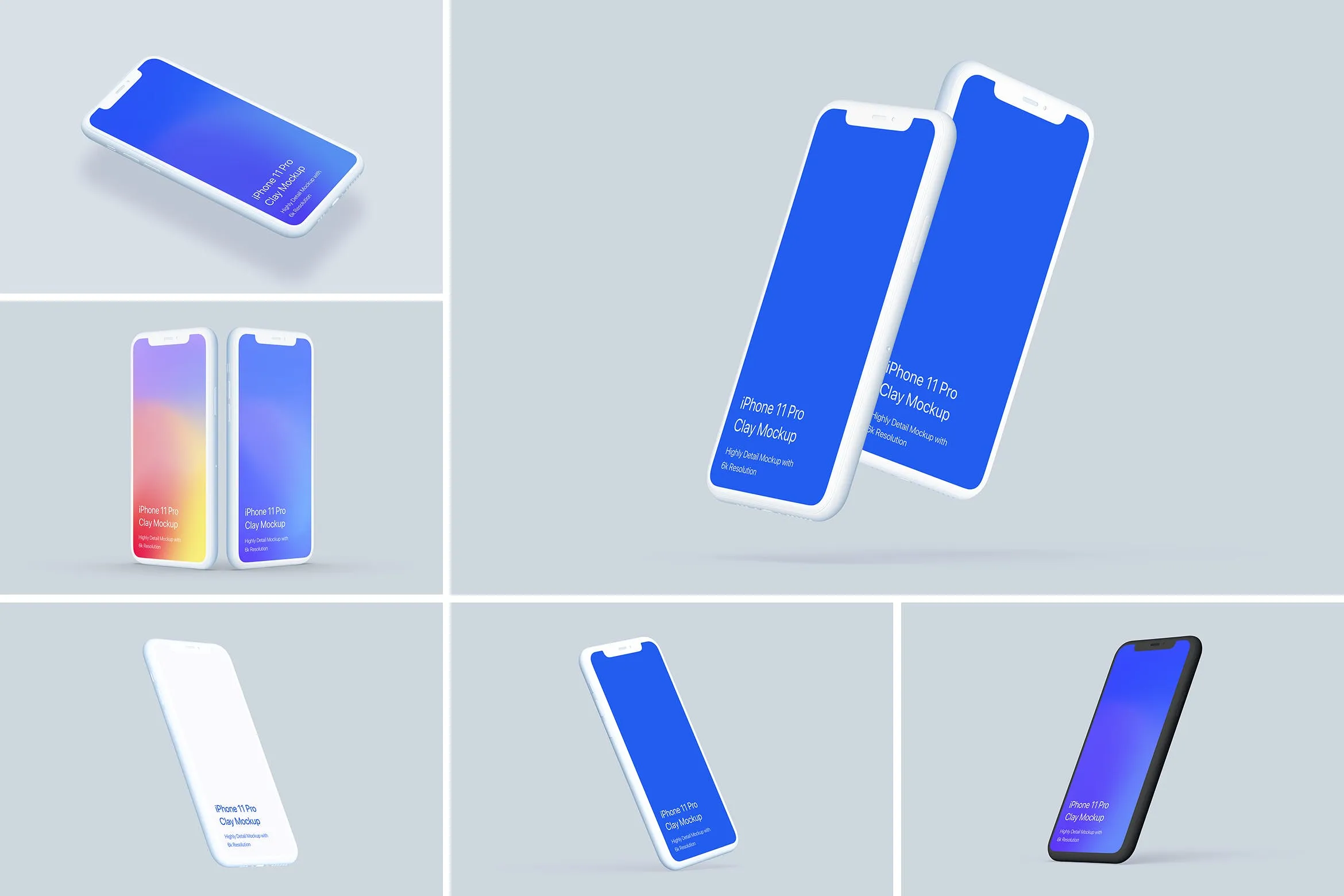 黏土材质iPhone 11 Pro智能手机像素设计精选样机 Clay iPhone 11 Pro Mockup#8211; Clay Mockup Scenes