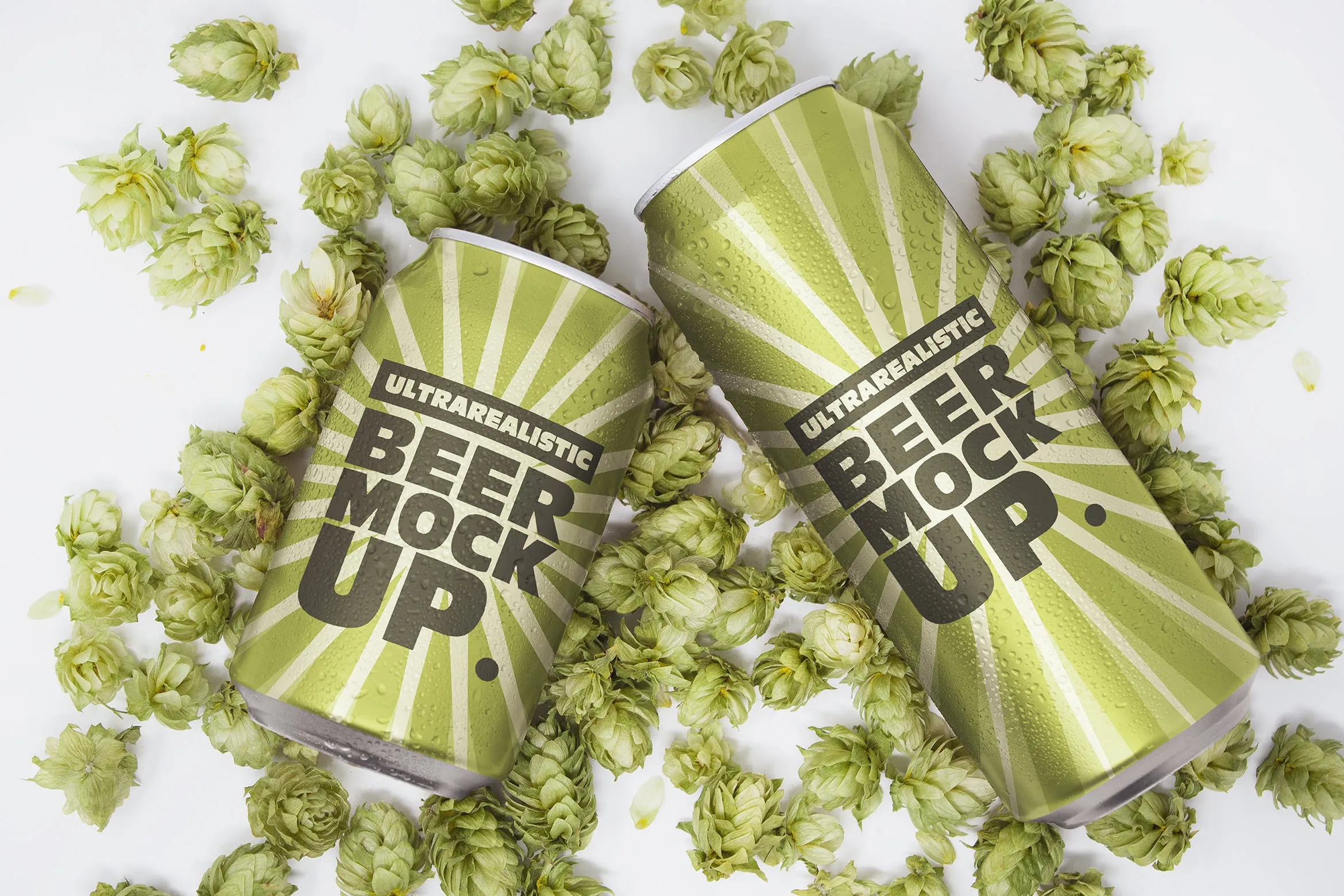 两种尺寸啤酒罐易拉罐外观设计图像素设计精选 Beer Can Duo Mockup