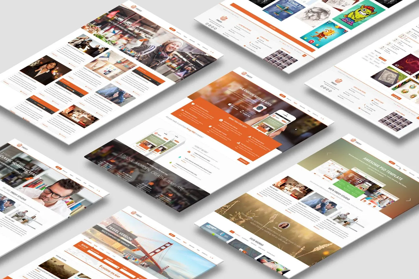 A4纸张大小网站设计效果图样机模板 A4 Paper MockUps