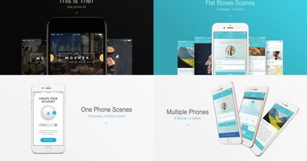 APP UI界面设计演示动态样机像素设计精选AE模板 The7#8211; App Presentation Kit