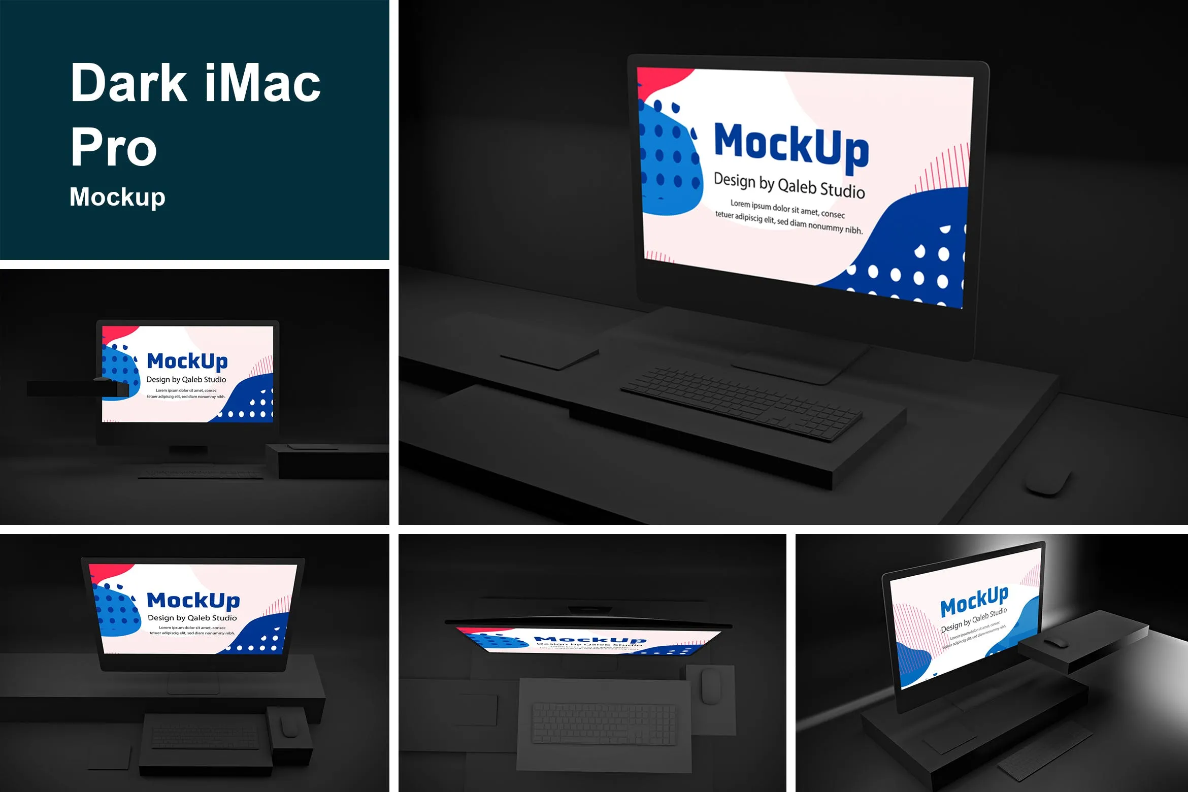 暗黑背景iMac Pro苹果一体机电脑样机模板 Dark iMac Pro