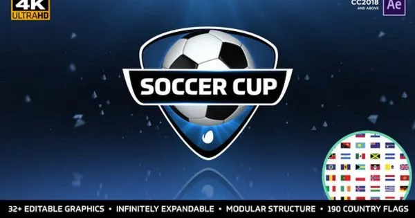 世界杯足球比赛直播节目片头像素设计精选AE模板 World Soccer Cup#8211; International Soccer Package