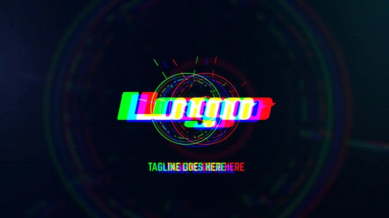 动态扭曲的毛刺标志简洁宣传像素设计精选AE模板