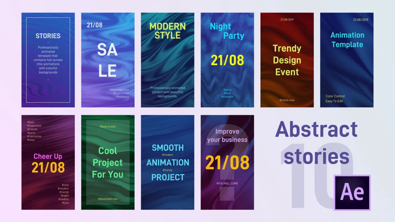 10个预渲染背景的抽象故事动画像素设计精选AE模板